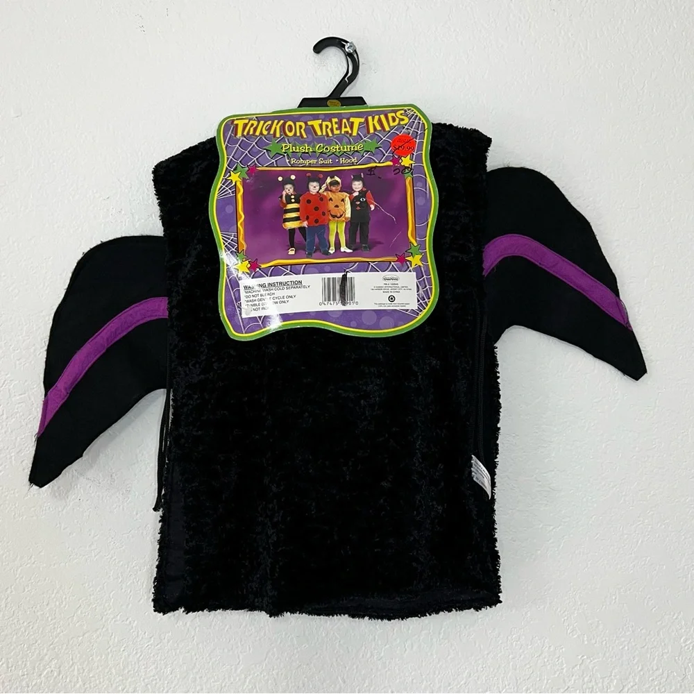 NEW VTG Dan Dee Toddler Size 2T - 5T Crushed Velvet‎ Felt Bat Halloween Costume